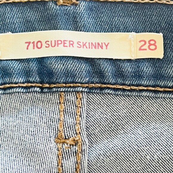 Levis 710 Women's Super Skinny Blue Jeans Size 28 Mid-Rise Stretch Low Rise - Picture 5 of 10
